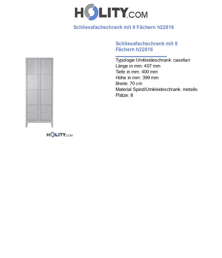 Schliessfachschrank mit 8 Fächern h22816