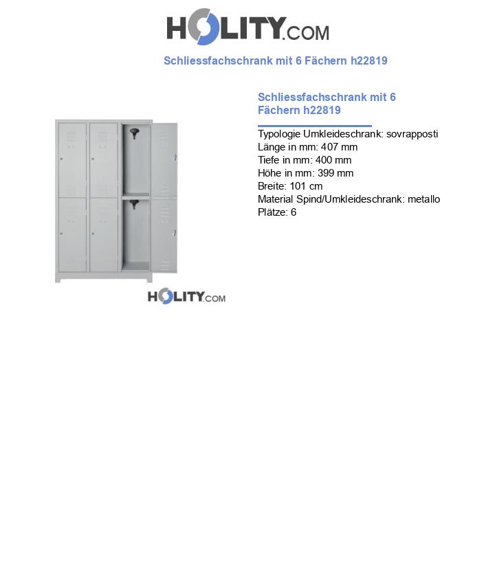 Schliessfachschrank mit 6 Fächern h22819