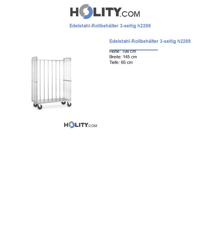 Edelstahl-Rollbehälter 3-seitig h2289