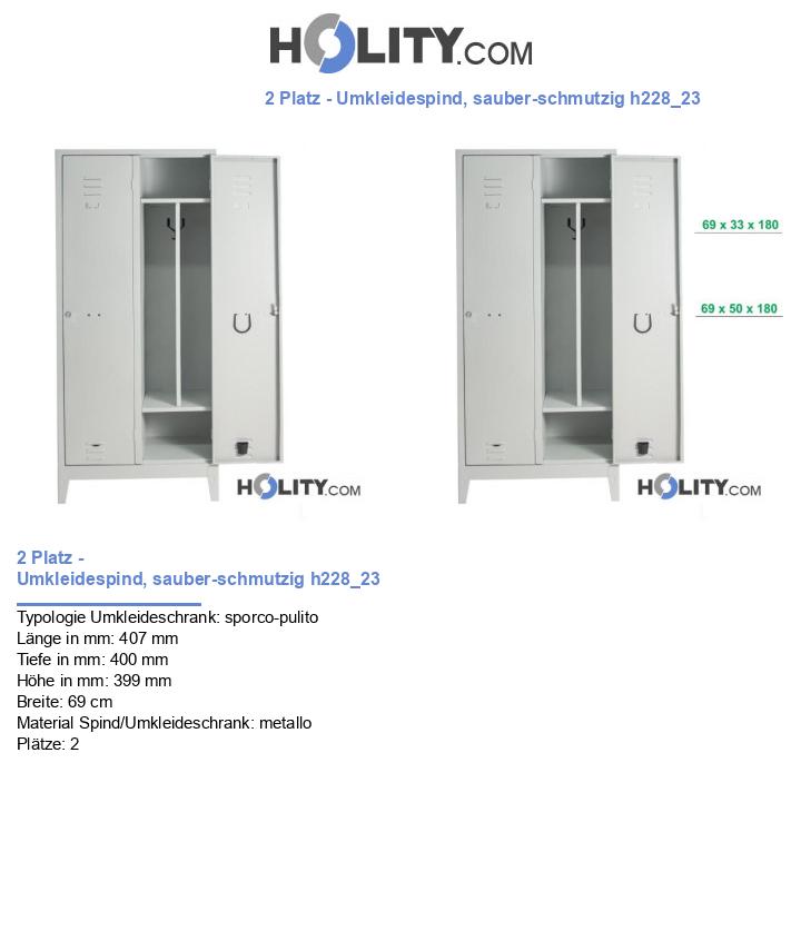 2 Platz - Umkleidespind, sauber-schmutzig h228_23
