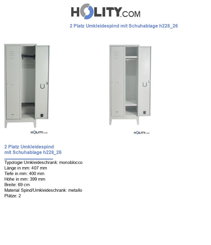 2 Platz Umkleidespind mit Schuhablage h228_26