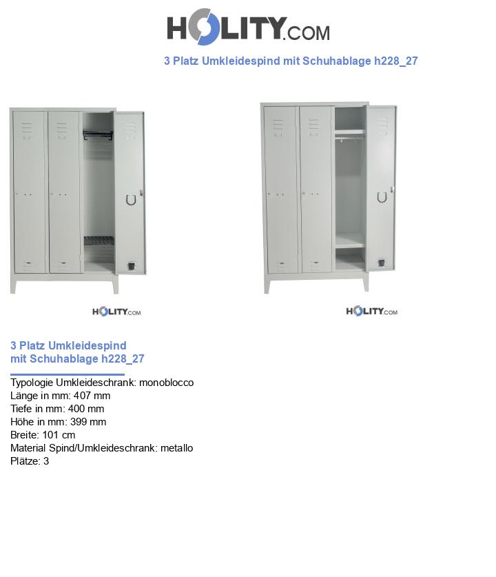 3 Platz Umkleidespind mit Schuhablage h228_27