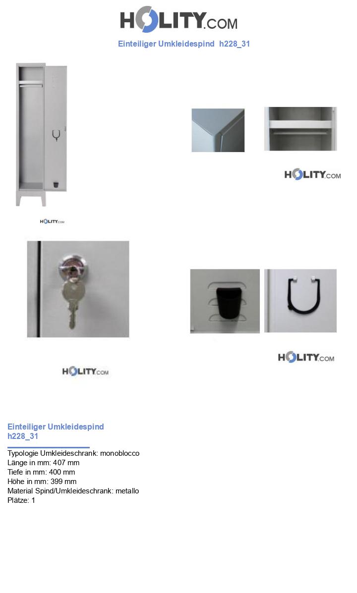 Einteiliger Umkleidespind  h228_31