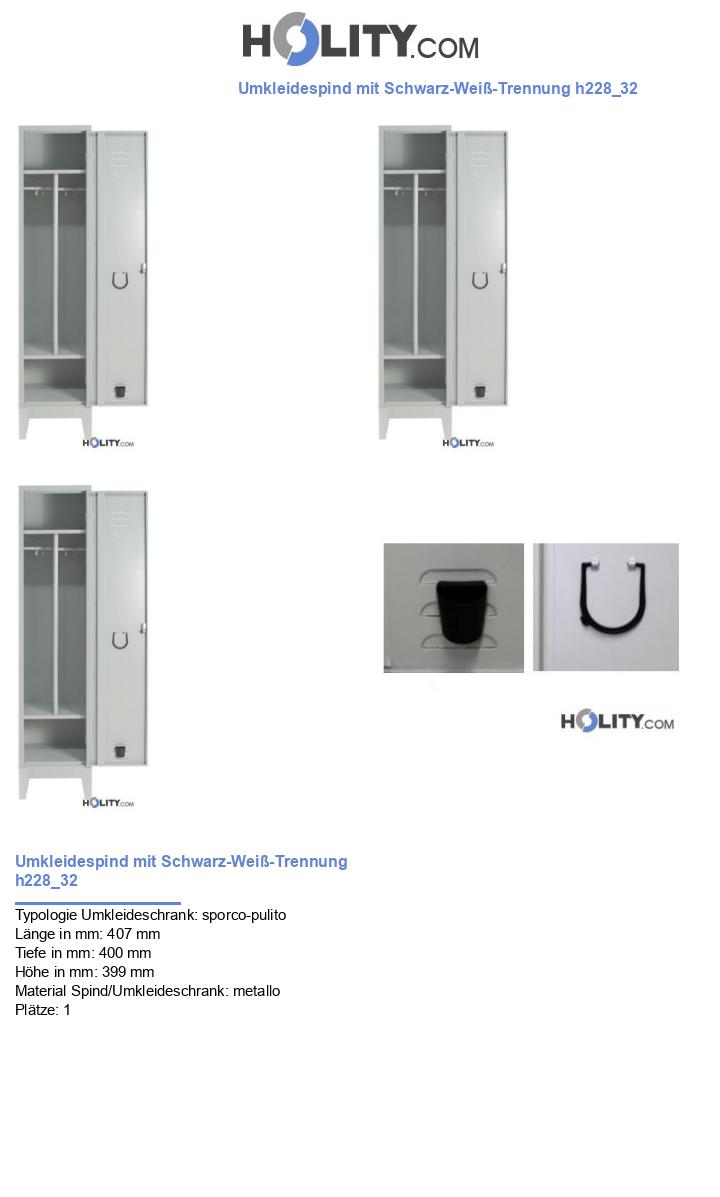 Umkleidespind mit Schwarz-Weiß-Trennung h228_32