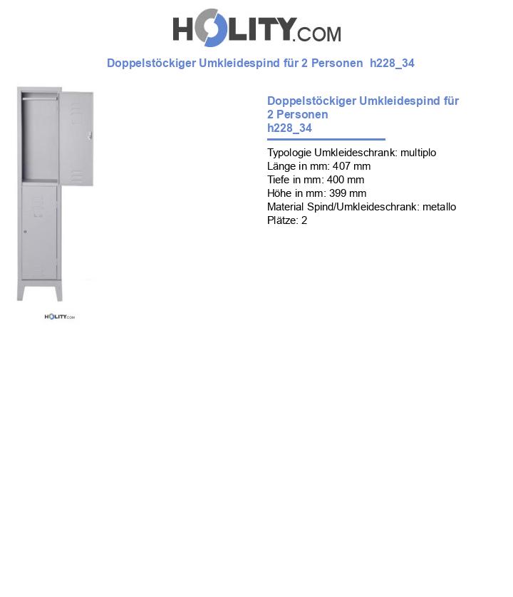 Doppelstöckiger Umkleidespind für 2 Personen  h228_34