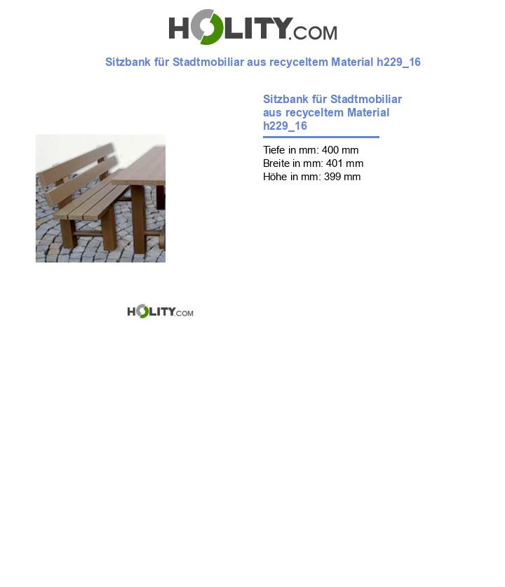 Sitzbank für Stadtmobiliar aus recyceltem Material h229_16