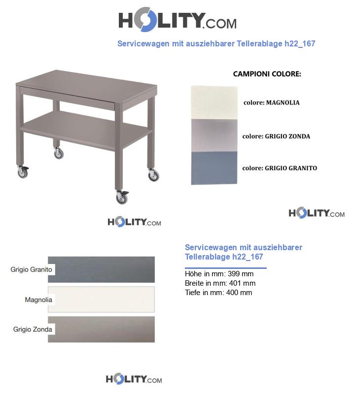 Servicewagen mit ausziehbarer Tellerablage h22_167