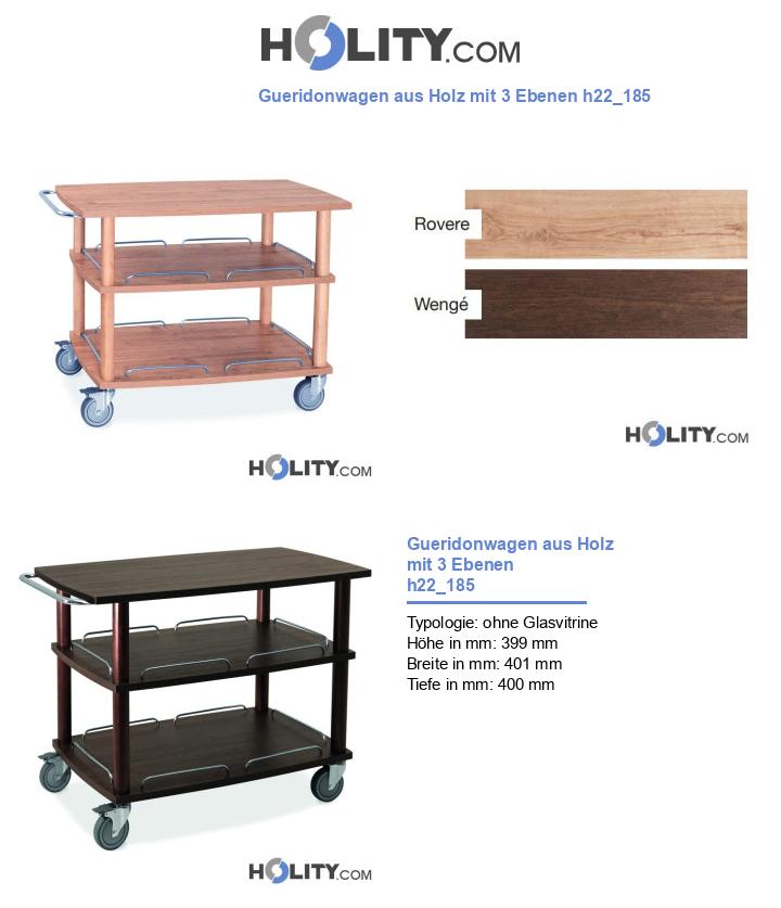 Gueridonwagen aus Holz mit 3 Ebenen h22_185