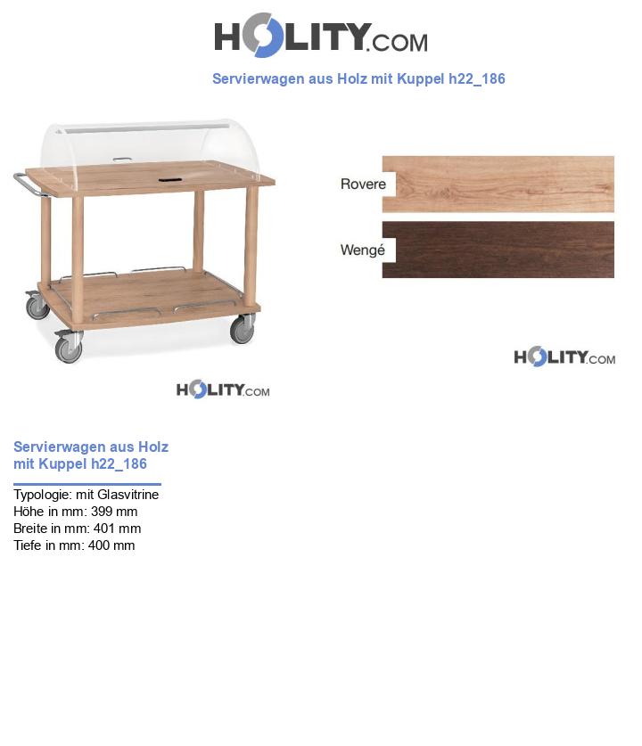 Servierwagen aus Holz mit Kuppel h22_186