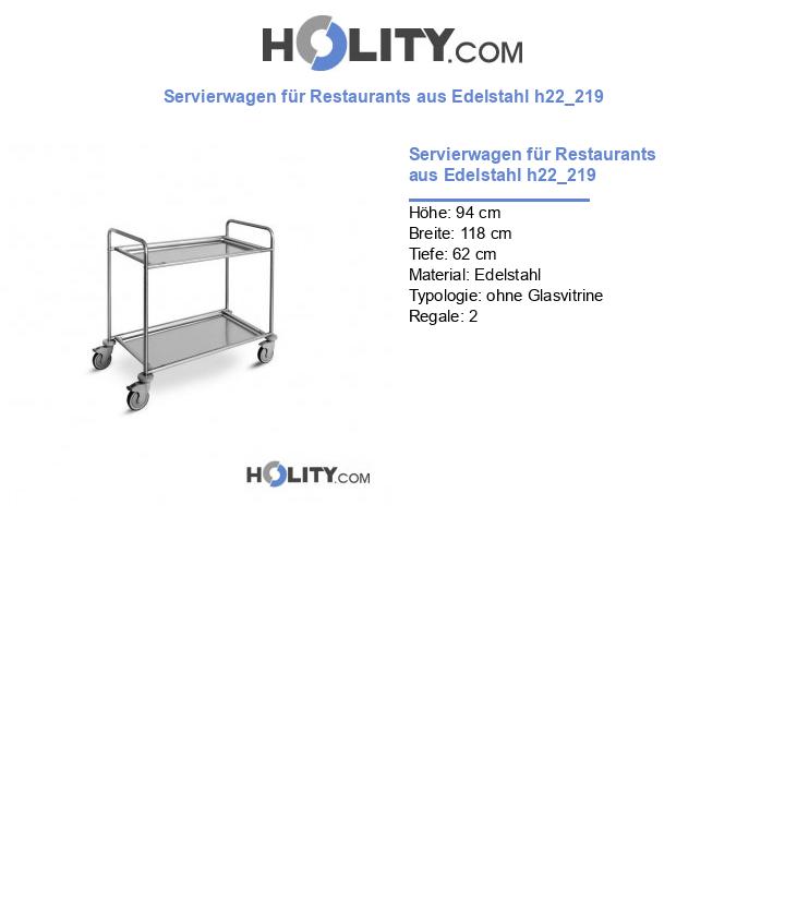 Servierwagen für Restaurants aus Edelstahl h22_219