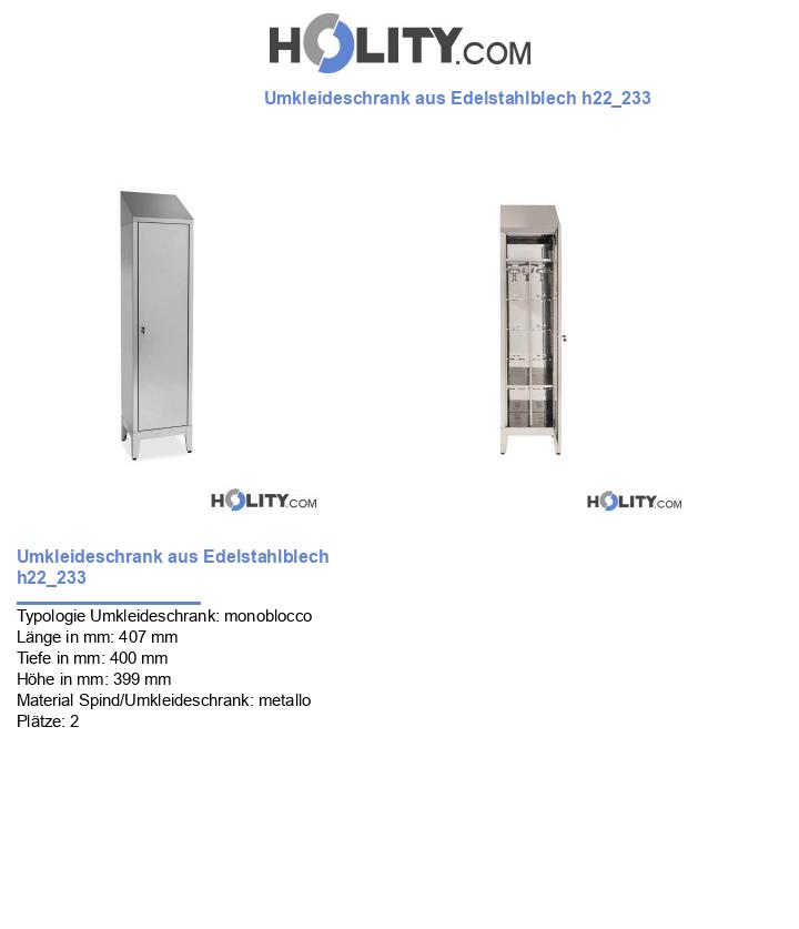 Umkleideschrank aus Edelstahlblech h22_233