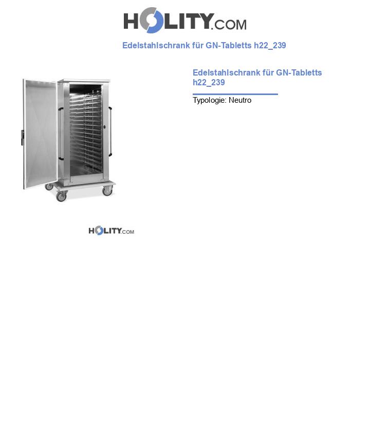 Edelstahlschrank für GN-Tabletts h22_239