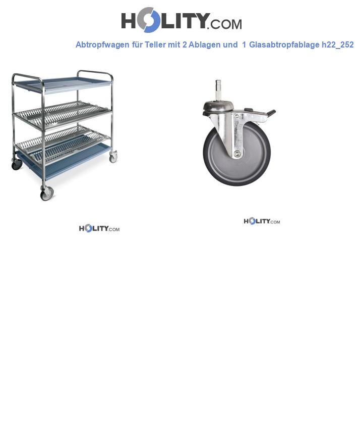 Abtropfwagen für Teller mit 2 Ablagen und  1 Glasabtropfablage h22_252