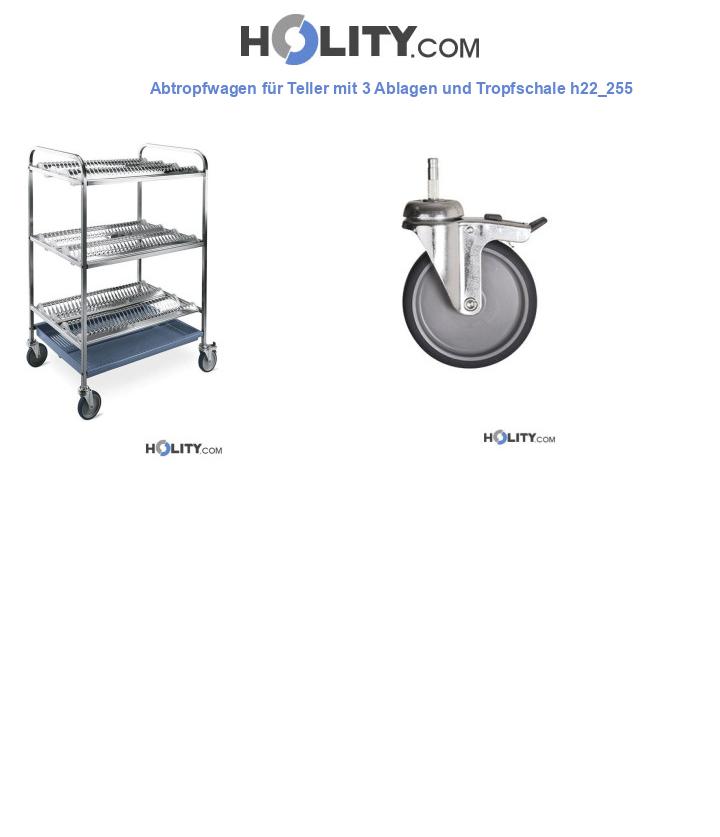 Abtropfwagen für Teller mit 3 Ablagen und Tropfschale h22_255