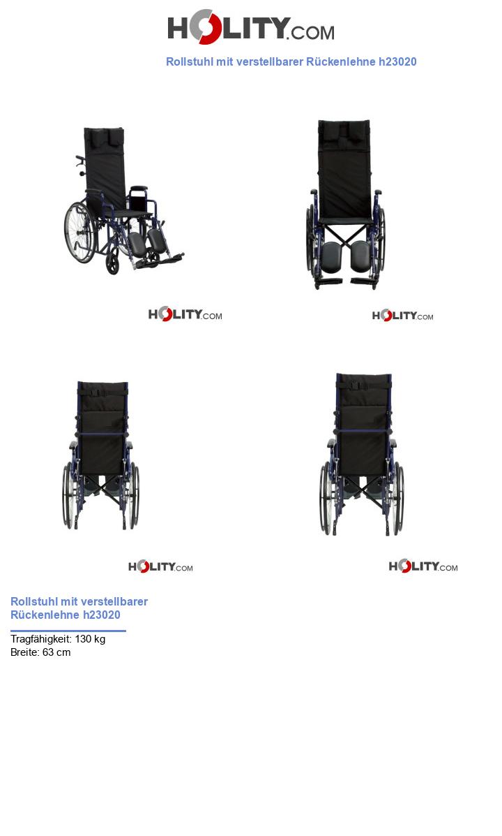 Rollstuhl mit verstellbarer Rückenlehne h23020