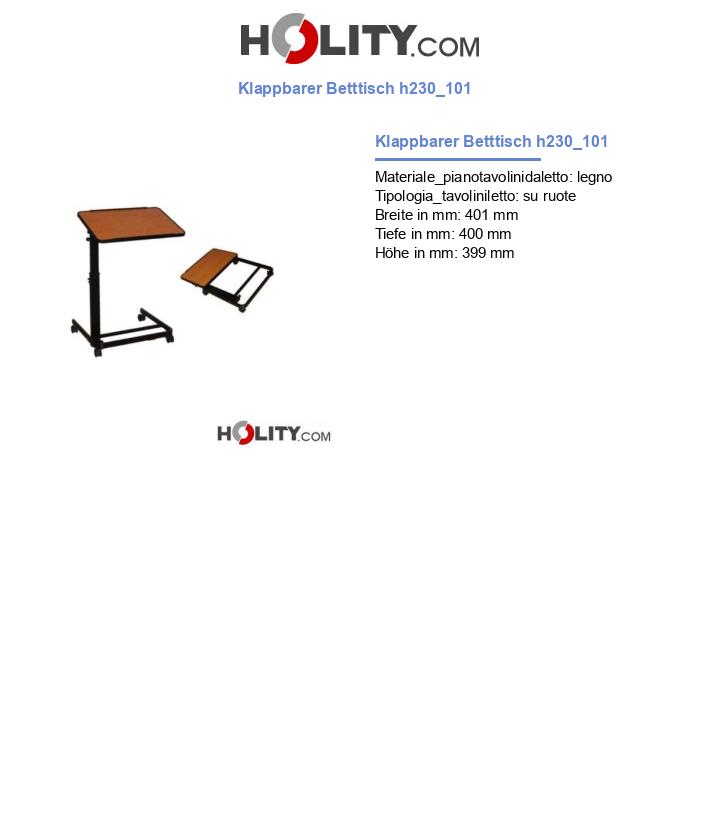 Klappbarer Betttisch h230_101