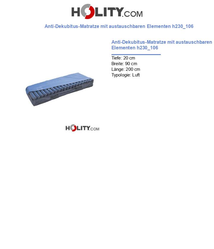 Anti-Dekubitus-Matratze mit austauschbaren Elementen h230_106