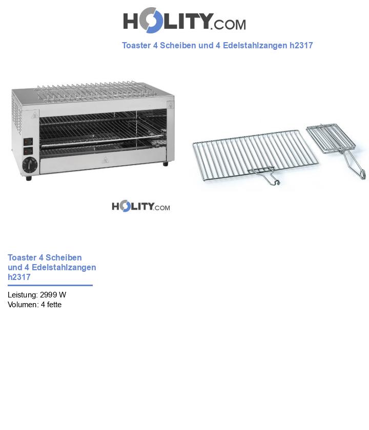 Toaster 4 Scheiben und 4 Edelstahlzangen h2317