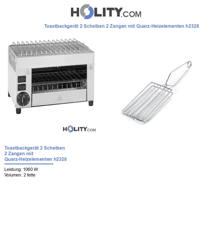 Toastbackgerät 2 Scheiben 2 Zangen mit Quarz-Heizelementen h2328