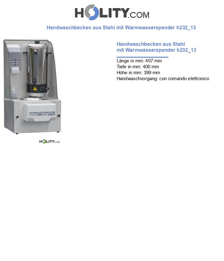 Handwaschbecken aus Stahl mit Warmwasserspender h232_13