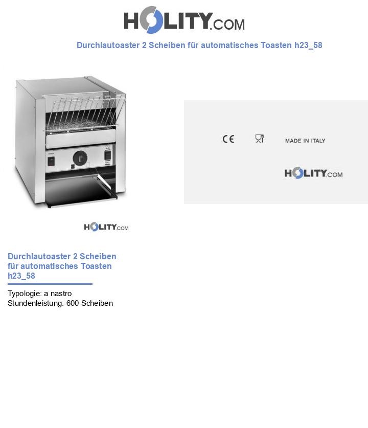 Durchlautoaster 2 Scheiben für automatisches Toasten h23_58