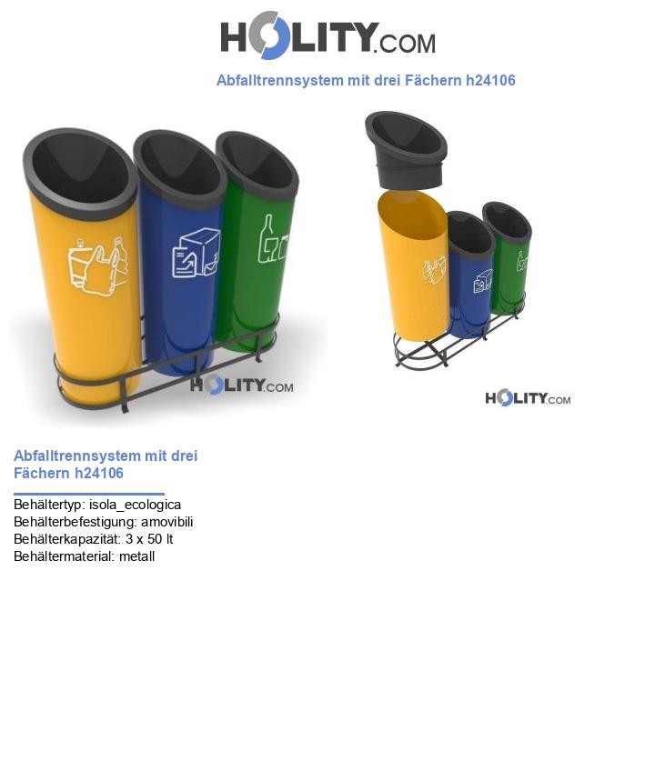 Abfalltrennsystem mit drei Fächern h24106