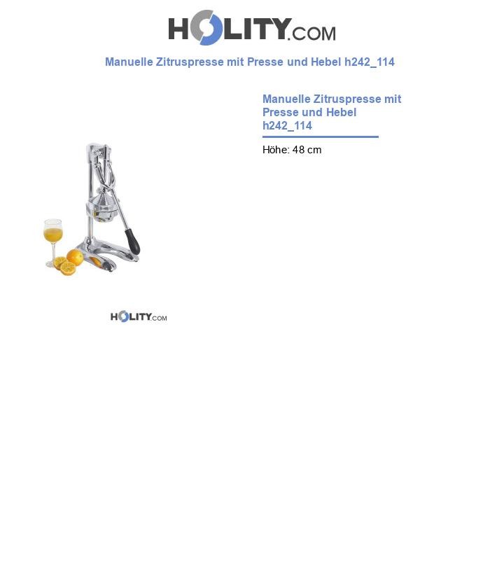 Manuelle Zitruspresse mit Presse und Hebel h242_114