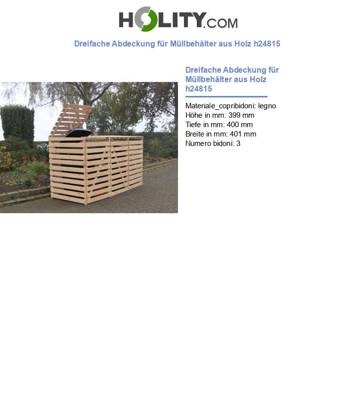 Dreifache Abdeckung für Müllbehälter aus Holz h24815