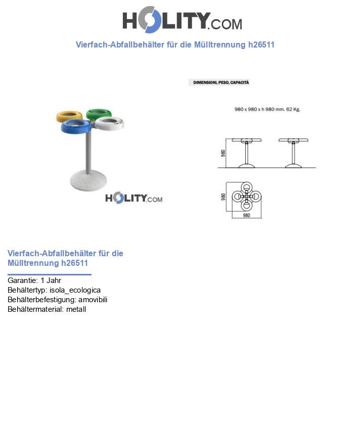 Vierfach-Abfallbehälter für die Mülltrennung h26511