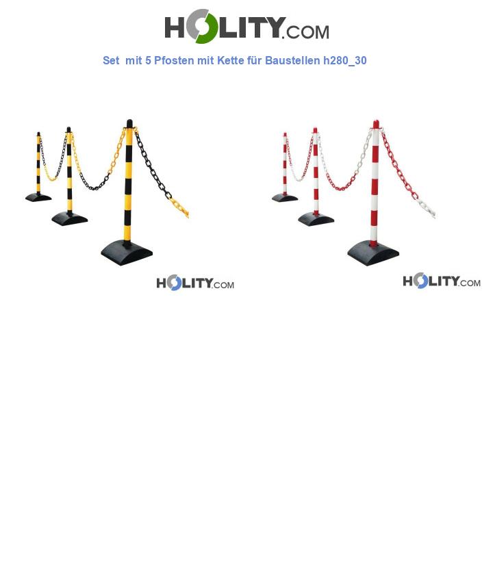 Set  mit 5 Pfosten mit Kette für Baustellen h280_30