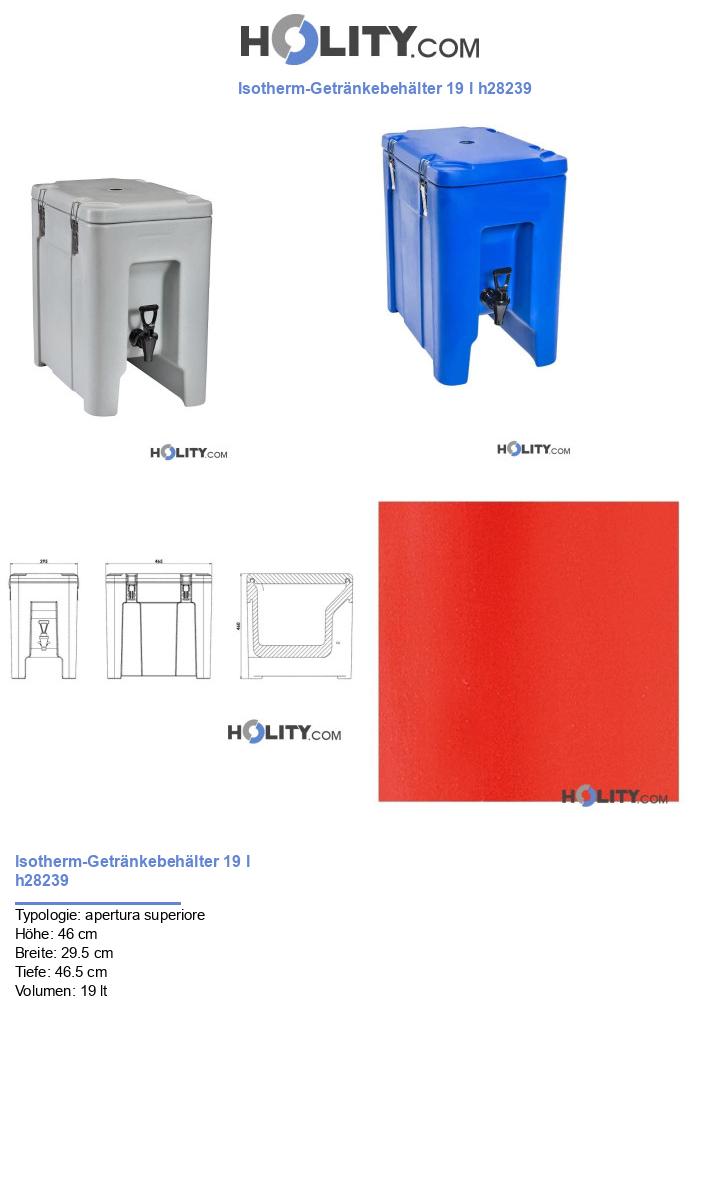 Isothermischer Getränkebehälter 19 Liter h28239