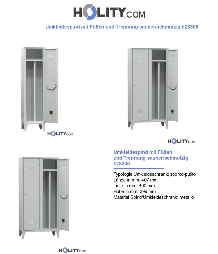 Umkleidespind mit Füßen und Trennung sauber/schmutzig h28306