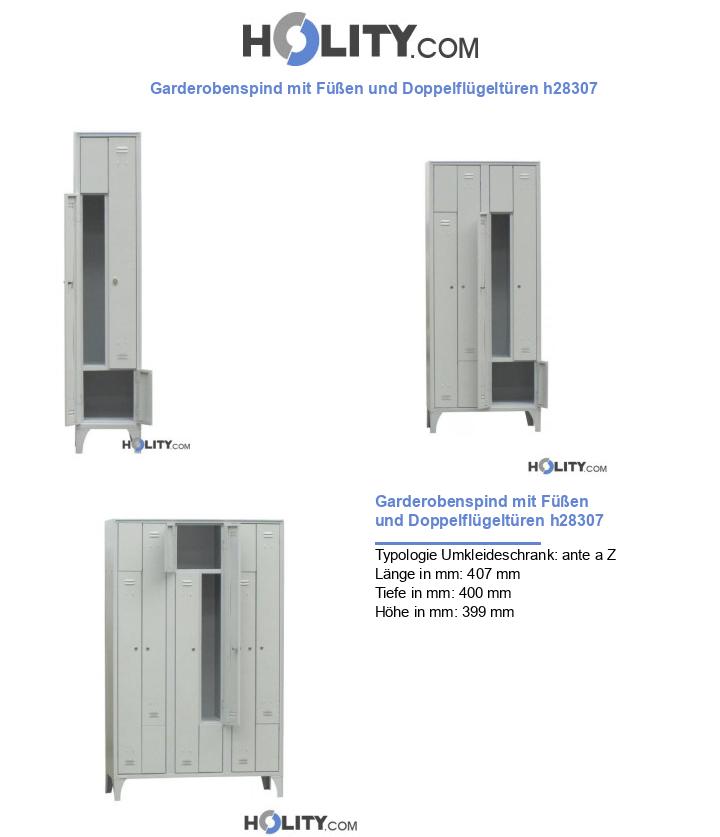 Garderobenspind mit Füßen und Doppelflügeltüren h28307