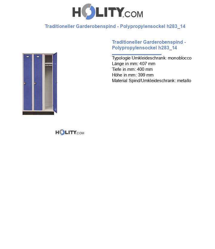 Traditioneller Garderobenspind - Polypropylensockel h283_14