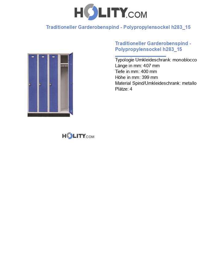 Traditioneller Garderobenspind - Polypropylensockel h283_15