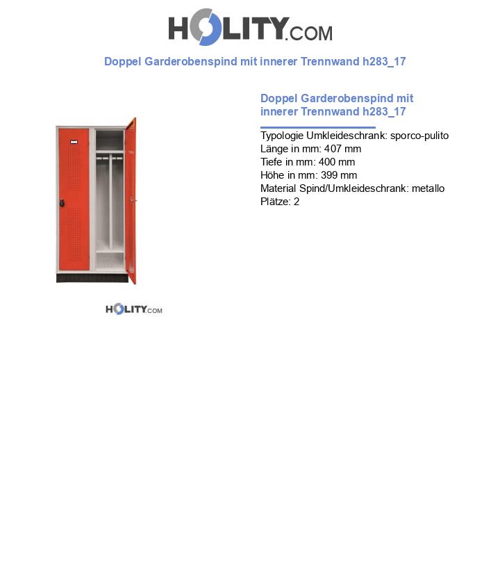 Doppel Garderobenspind mit innerer Trennwand h283_17