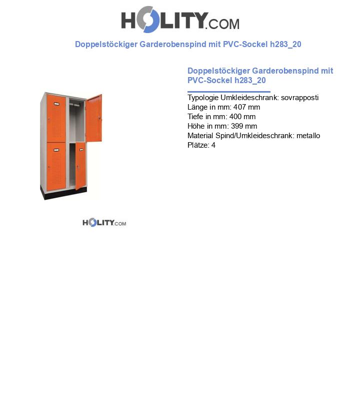 Doppelstöckiger Garderobenspind mit PVC-Sockel h283_20