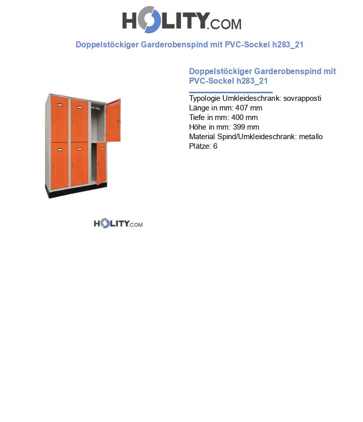 Doppelstöckiger Garderobenspind mit PVC-Sockel h283_21