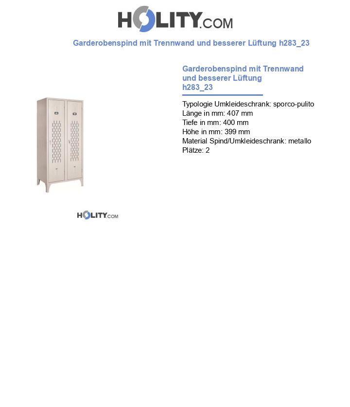 Garderobenspind mit Trennwand und besserer Lüftung h283_23