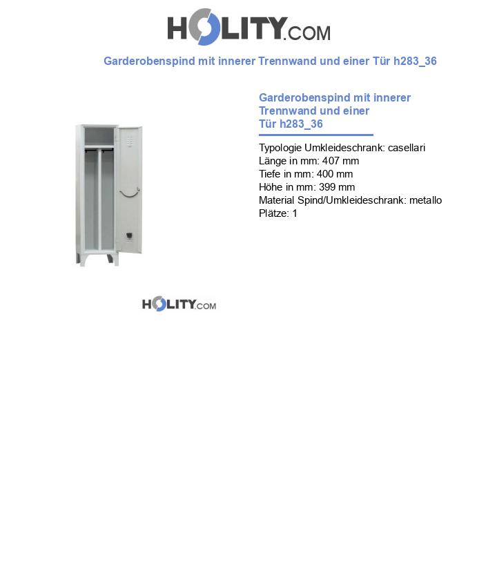 Garderobenspind mit innerer Trennwand und einer Tür h283_36