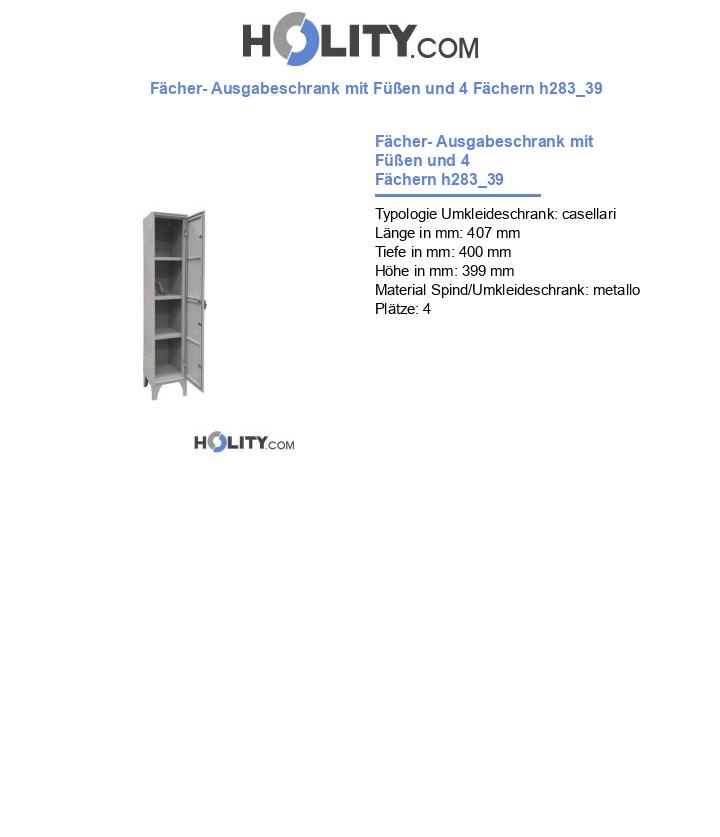 Fächer- Ausgabeschrank mit Füßen und 4 Fächern h283_39