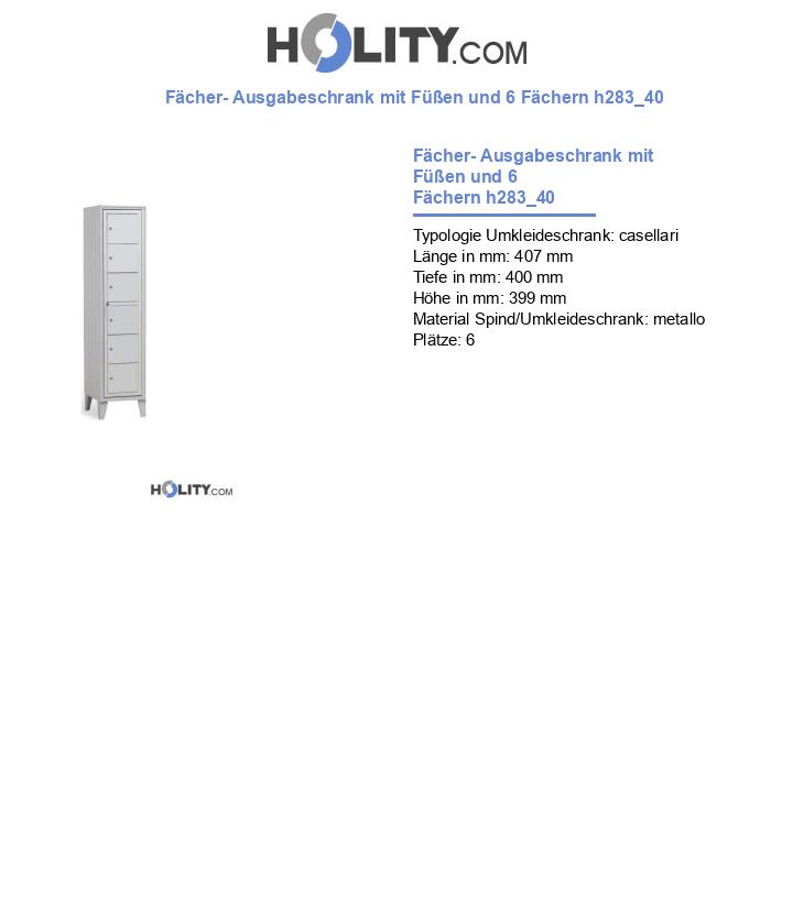 Fächer- Ausgabeschrank mit Füßen und 6 Fächern h283_40