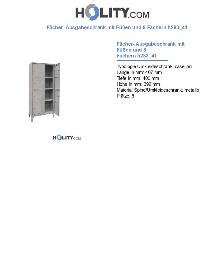 Fächer- Ausgabeschrank mit Füßen und 8 Fächern h283_41