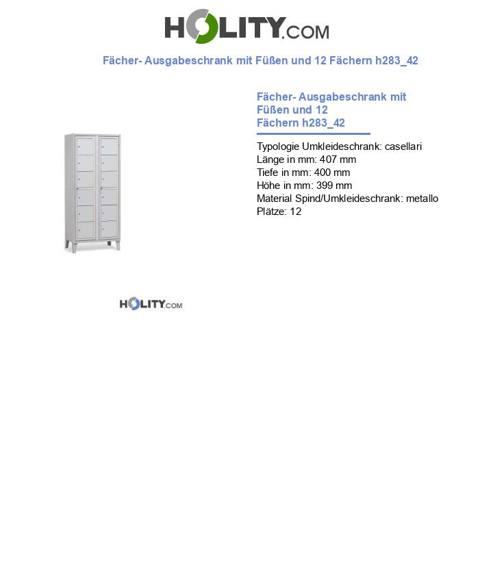 Fächer- Ausgabeschrank mit Füßen und 12 Fächern h283_42