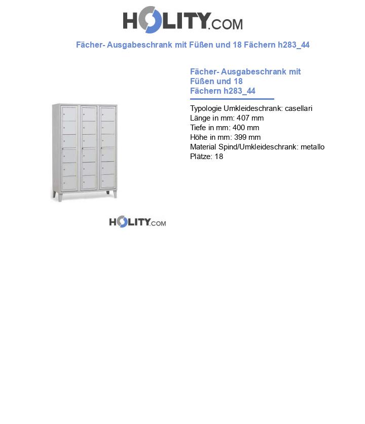 Fächer- Ausgabeschrank mit Füßen und 18 Fächern h283_44