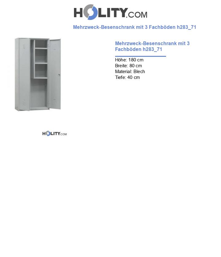 Mehrzweck-Besenschrank mit 3 Fachböden h283_71