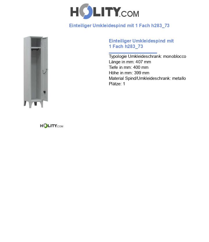 Einteiliger Umkleidespind mit 1 Fach h283_73