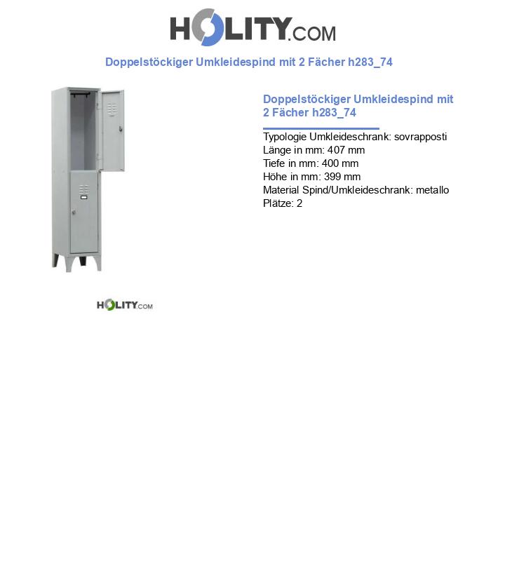 Doppelstöckiger Umkleidespind mit 2 Fächer h283_74