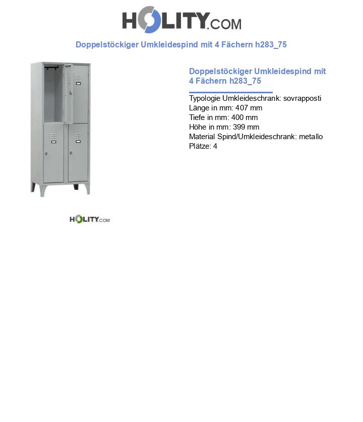 Doppelstöckiger Umkleidespind mit 4 Fächern h283_75