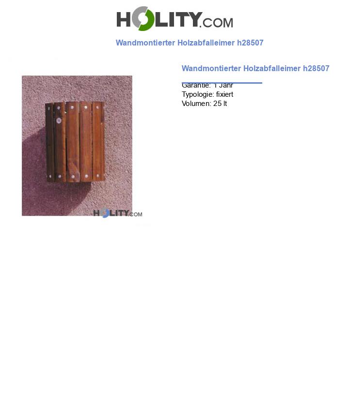 Wandmontierter Holzabfalleimer h28507